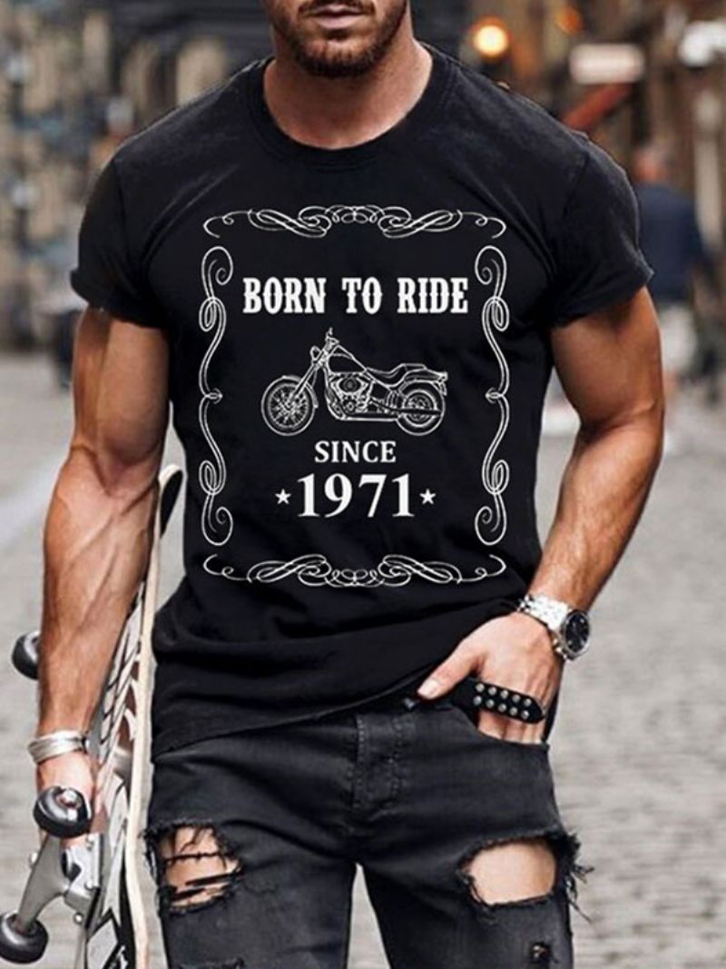 Męskie T-shirty Z Krótkim Rękawem Eleganckim Dekoltem I Nadrukiem