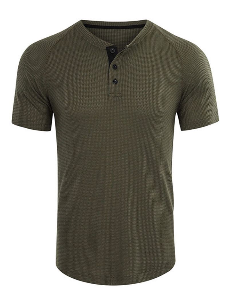 T-shirty Męskie Casual Z Okrągłym Dekoltem Krótkimi Rękawami I Dużymi Rozmiarami - Zieleń Myśliwska