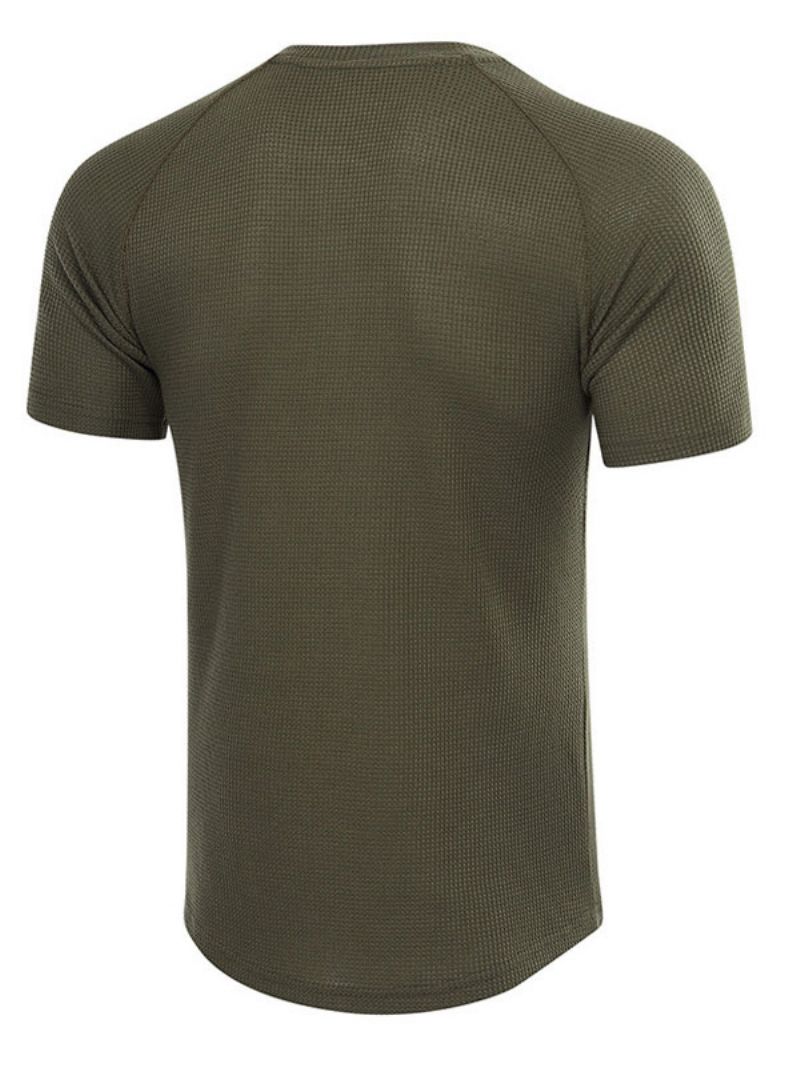 T-shirty Męskie Casual Z Okrągłym Dekoltem Krótkimi Rękawami I Dużymi Rozmiarami - Zieleń Myśliwska