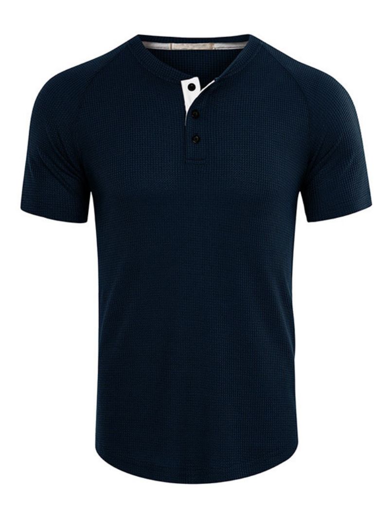 T-shirty Męskie Casual Z Okrągłym Dekoltem Krótkimi Rękawami I Dużymi Rozmiarami - Głęboki Błękit