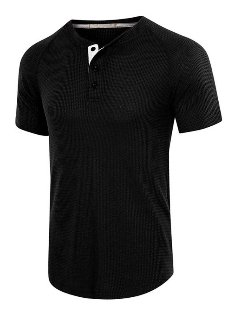 T-shirty Męskie Casual Z Okrągłym Dekoltem Krótkimi Rękawami I Dużymi Rozmiarami - Czarny