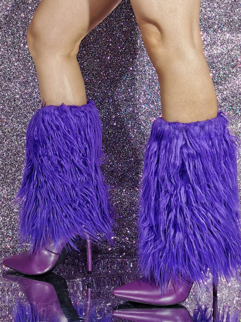 Damskie Fioletowe Buty Do Połowy Łydki Zimowe Ze Sztucznego Futra Bearpaw - Fioletowy