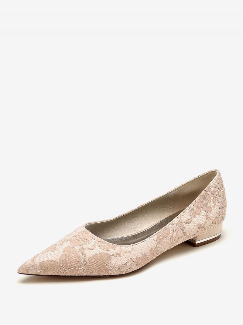 Damskie Buty Ślubne Dla Matki Panny Młodej Koronkowe Szpiczaste Noski Haftowane 1"