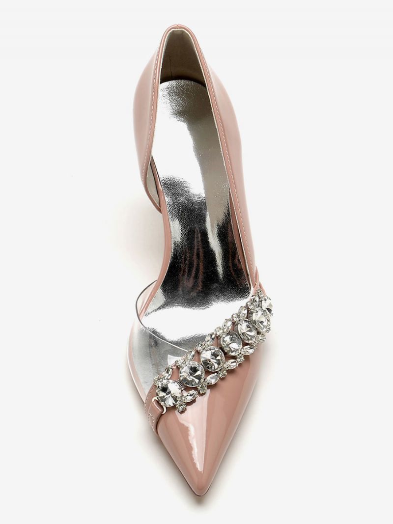 Damskie Buty Ślubne Dla Matki Panny Młodej Patent Pu Górny Szpiczasty Nosek Cyrkonie 3 3" - Żółty / Czerwony