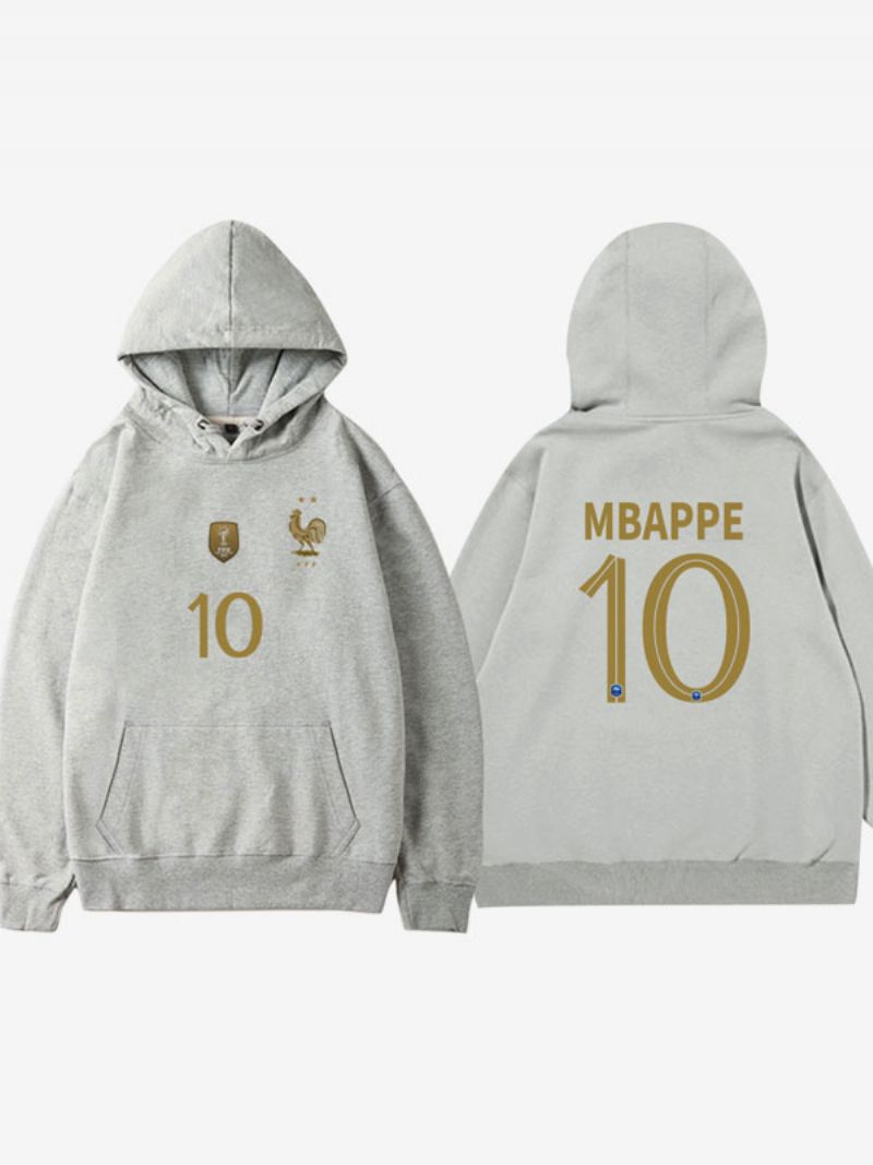 Męska Niebieska Bluza Z Kapturem I Mbappé Team Les Bleus Number 10 - Szary