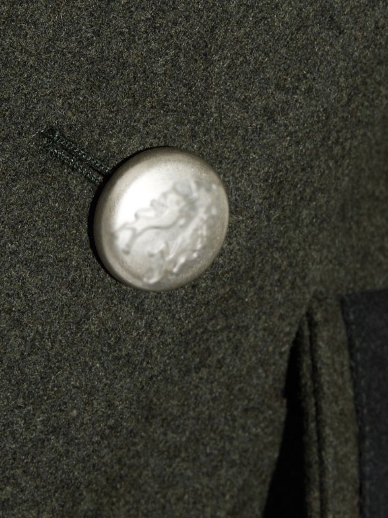 Wojskowy Płaszcz Wełniany Damski Asymetryczny Guziki Kieszenie Hunter Zielony Zimowy Z Długim Rękawem Przytulna Aktywna Odzież Wierzchnia - Łowca Zielony