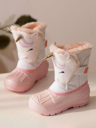 Buty Zimowe Dla Dziewczynek Piękne Nylonowe Postacie Z Kreskówek Jednorożcem Drukuj Śniegowce