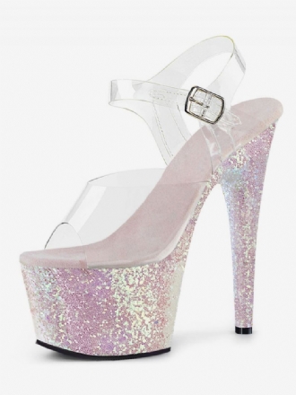 Buty Do Tańca Na Rurze Damskie Seksowne Sandały Jasnozłote Skórzane Peep Toe 2 8 Platformie Striptizowania