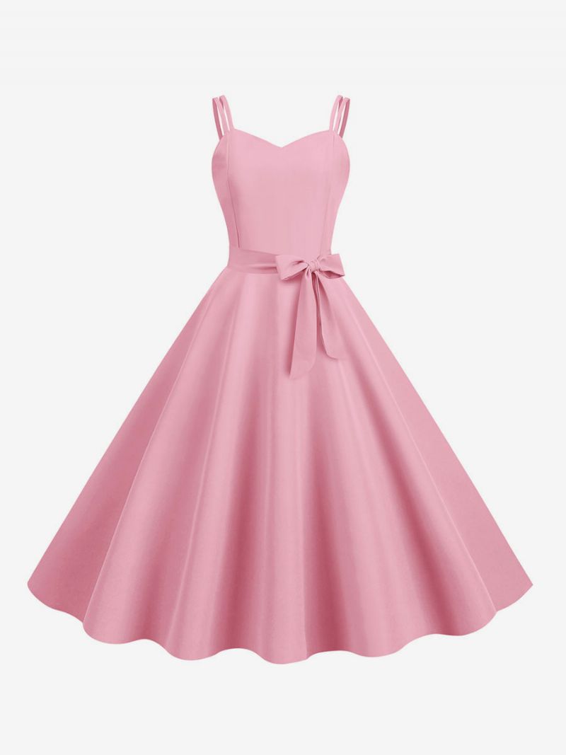 Damska Sukienka Retro Z Lat 50 Xx Wieku Dekoltem W Kształcie Serca Bez Rękawów Średnia Stylu Rockabilly