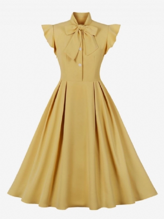 Damska Sukienka W Stylu Vintage Z Lat 50 Xx Wieku Audrey Hepburn Niebieskimi Kokardkami Typu Swing