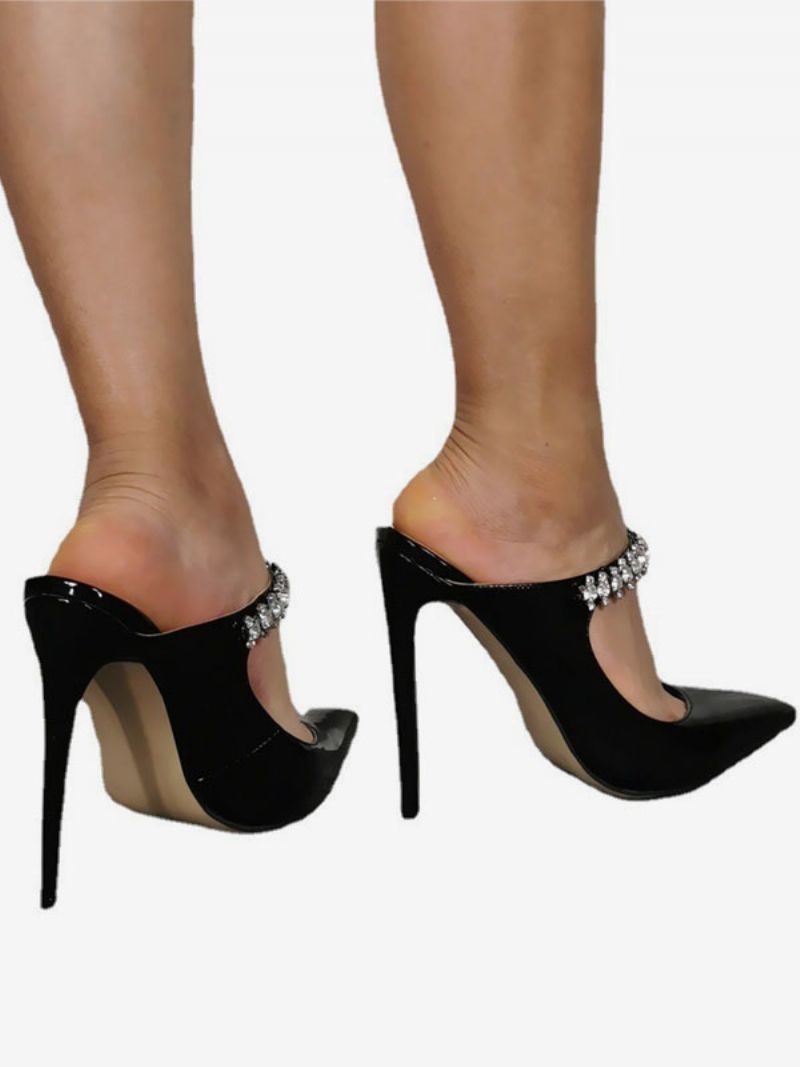 Damskie Buty Na Wysokim Obcasie CZółenka W Dużych Rozmiarach Szpilka Patentowa Cholewka Z Pu - Czarny